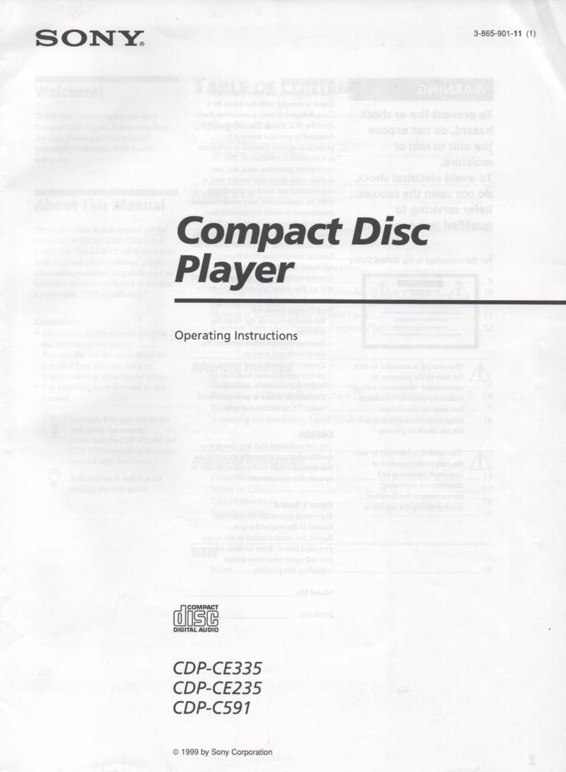 CDP-C591 CDP-CE235 CDP-CE335 CD Player Owners Instruction Manual