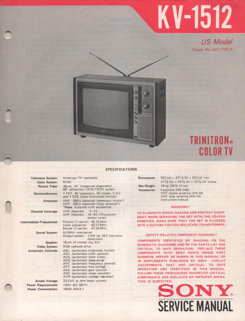 KV-1512 TV Service Manual with schematics..
Original Manual