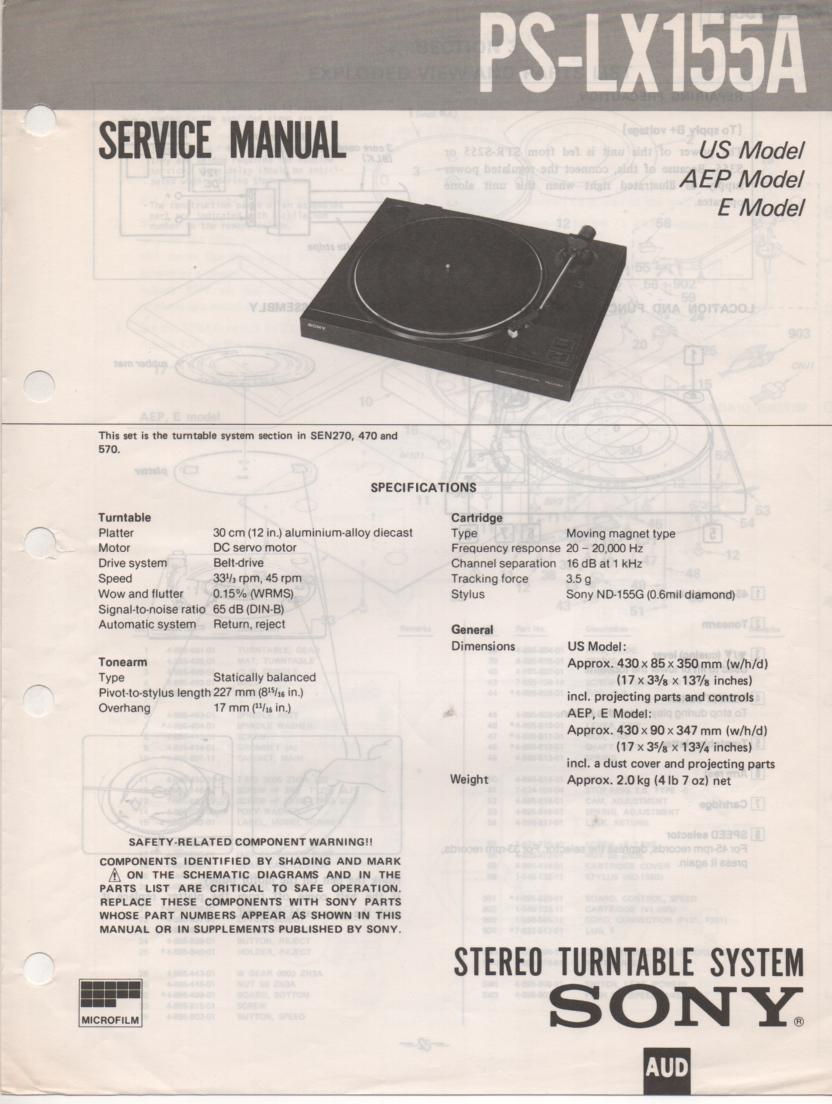 PS-LX155A Turntable Service Manual