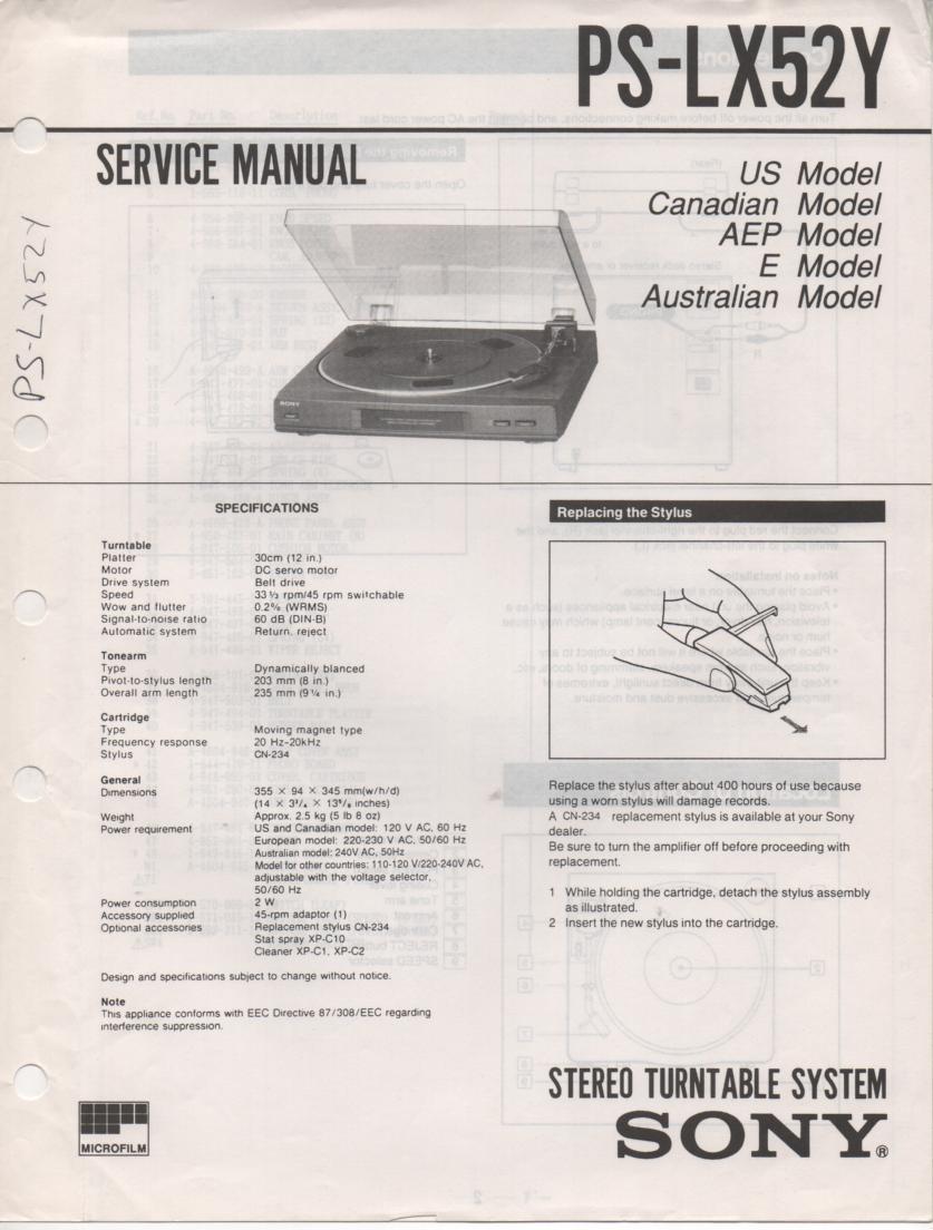 PL-X52Y Turntable Service Manual