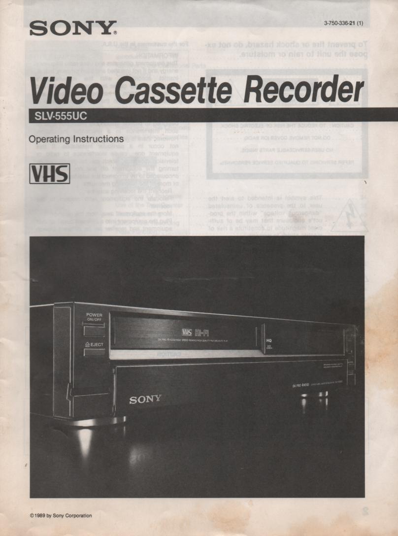 SLV-555UC VCR Owners Operating Instruction Manual