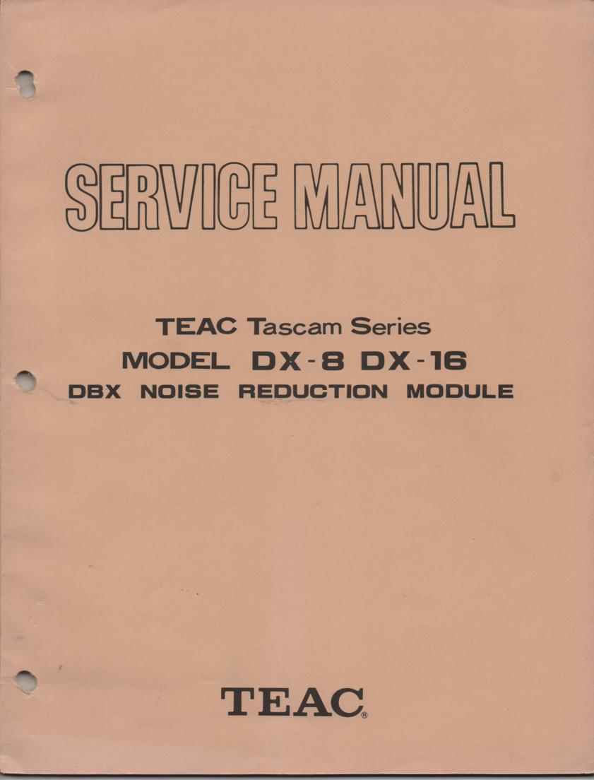 DX-8 DX-16 DBX Noise Reduction Module Service Manual