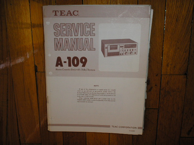 A-109 Cassette Deck Service Manual. 2 Manuals