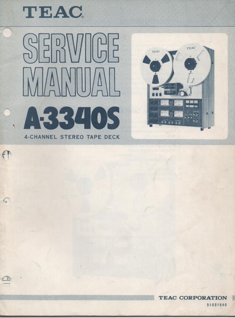 A-3340S 1975 Reel to Reel Service Manual Set  TEAC