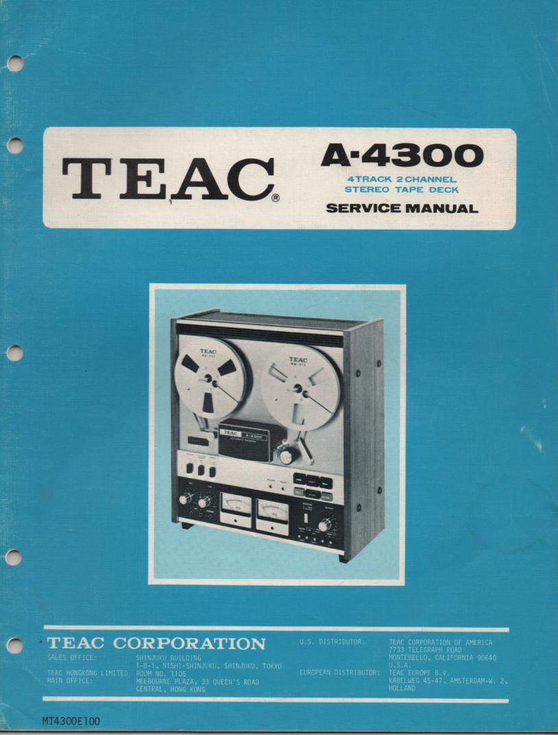 A-4300 Reel to Reel Service Manual  TEAC