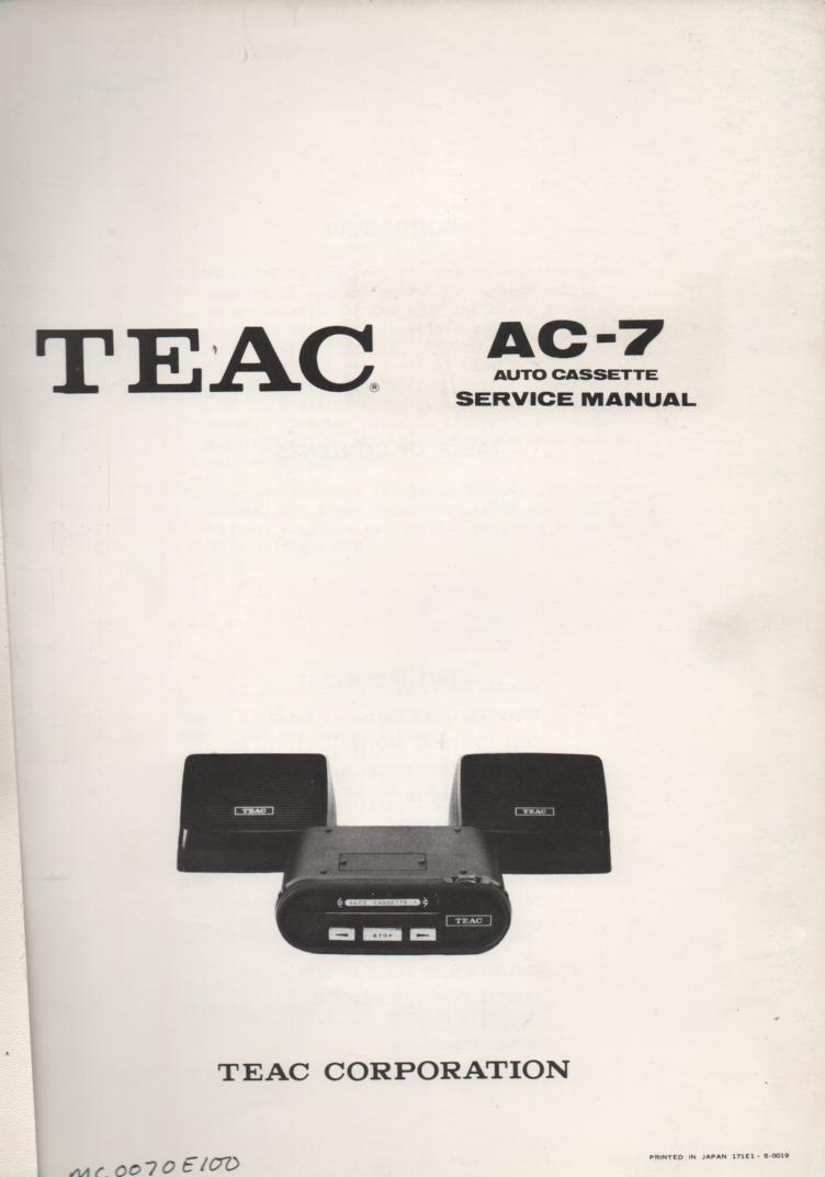 AC-7 Auto Cassette Deck Servide Manual