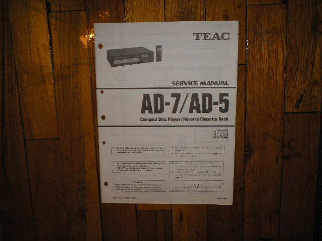 AD-5 AD-7 CD Player Cassette Deck Service Manual