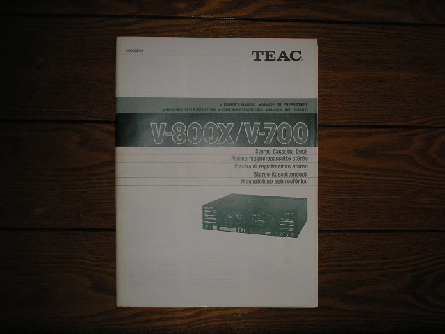 V-700 V-800X Cassette Deck Owners Manual