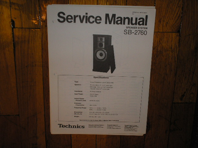 SB-2760 Speaker Service Manual  Technics  Speakers