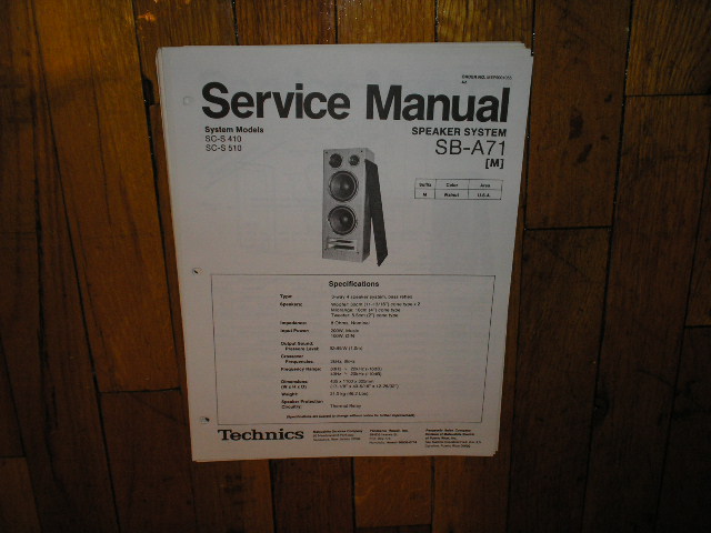 SB-A71 Speaker Service Manual  Technics  Speakers
