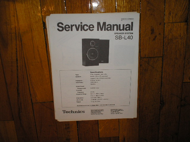 SB-L40 Speaker Service Manual  Technics  Speakers