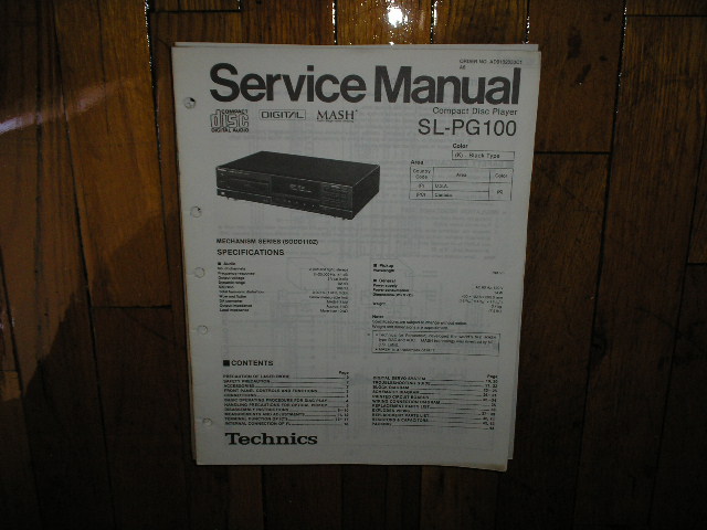 SL-PG100 CD Player Operating Manual