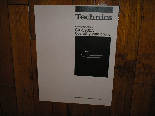 SX-3900A Organ Operating Instruction Manual