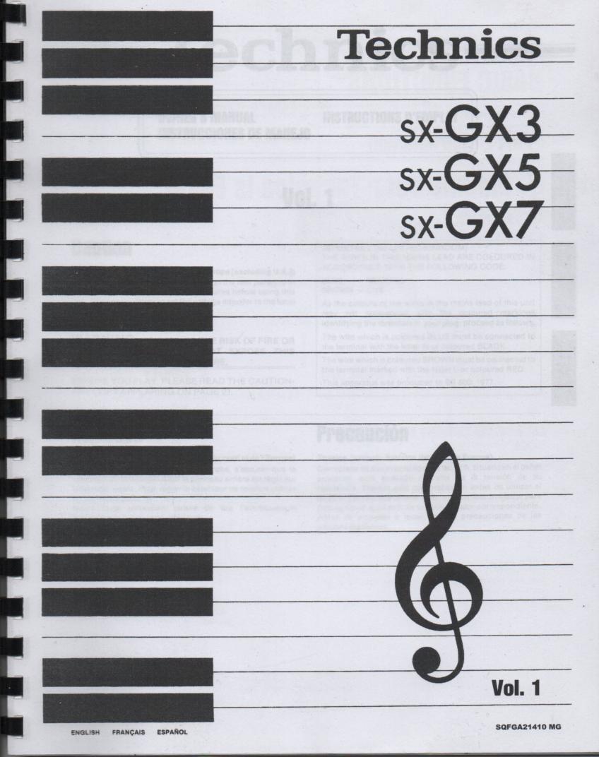 SX-GX3 Electric Organ Basic Operating Instruction Manual. 3 Manual set