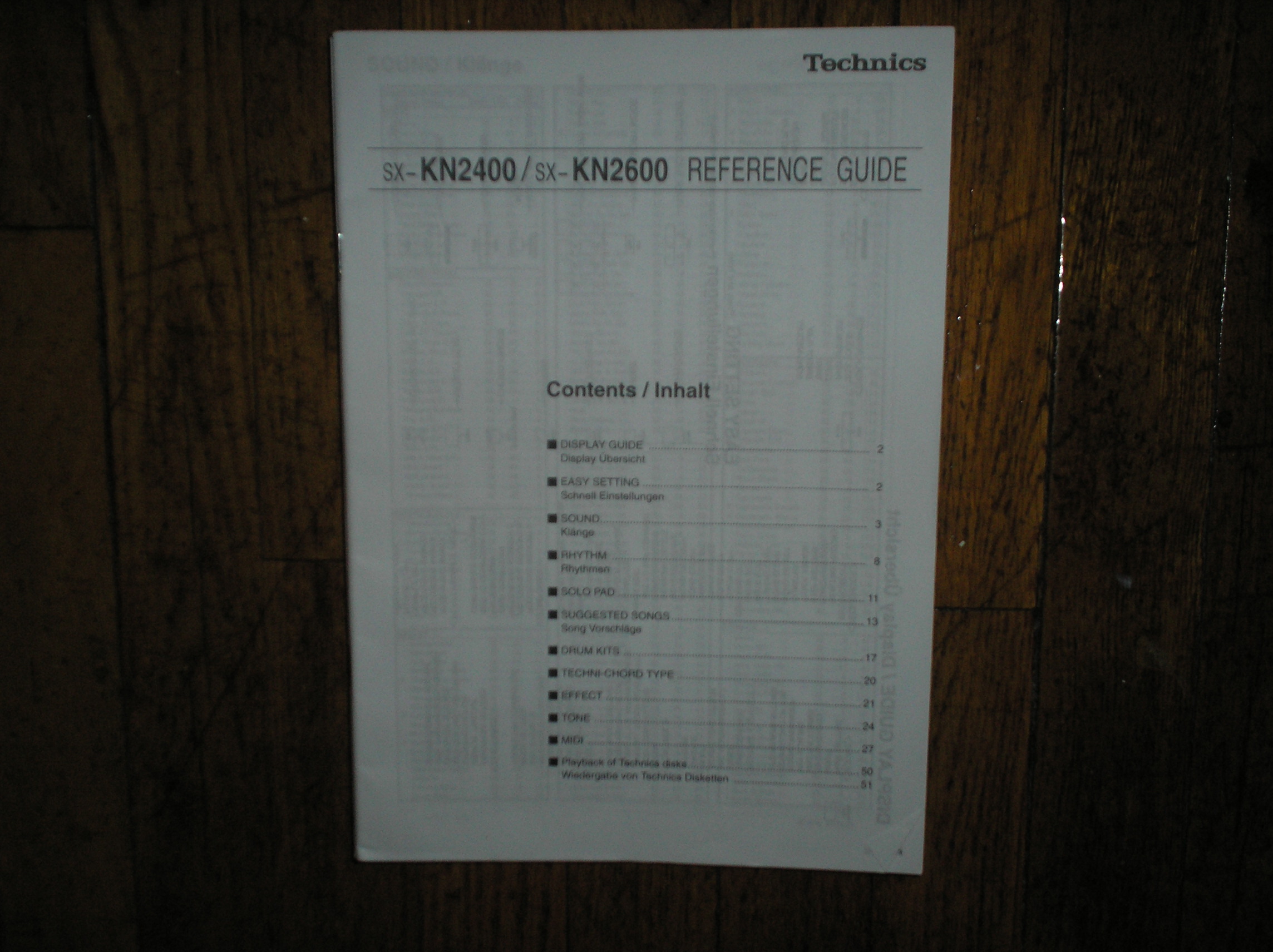 SX-KN2400 SX-KN2600 MIDI Operating Instruction Manual