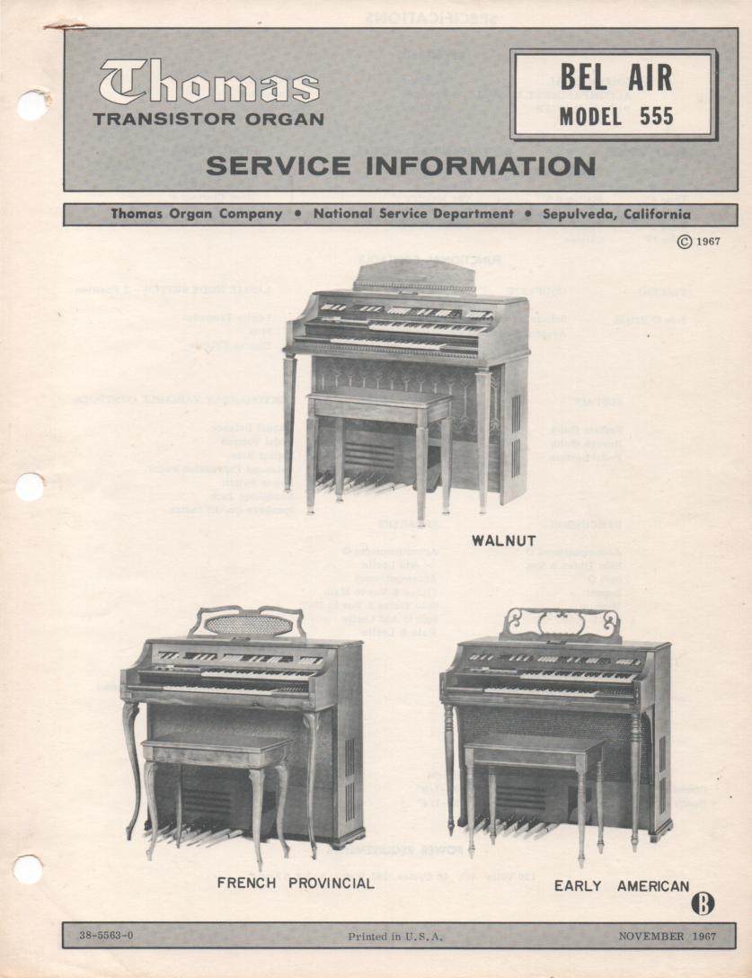 555 Bel Air Organ Service Manual