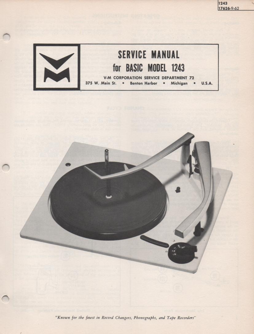1243 Record Changer Service Manual