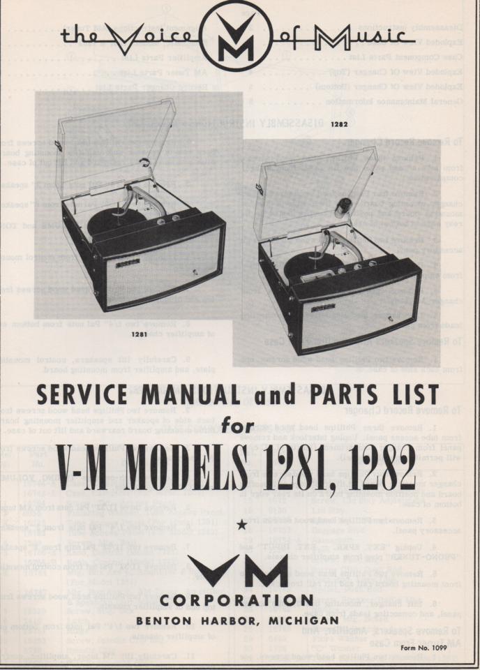 1281 1282 Record Player Service Manual