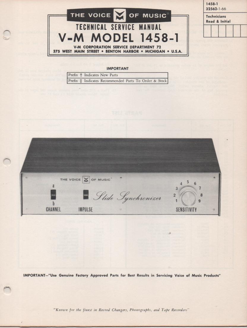 1458-1 Slide Synchronizer Service Manual