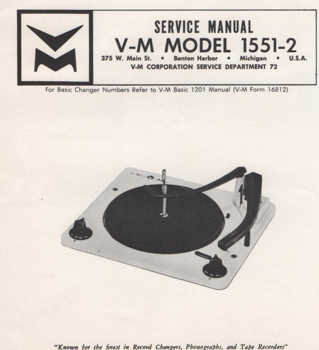 1551-2 Record Changer Service Manual.  comes with 1201 manual;