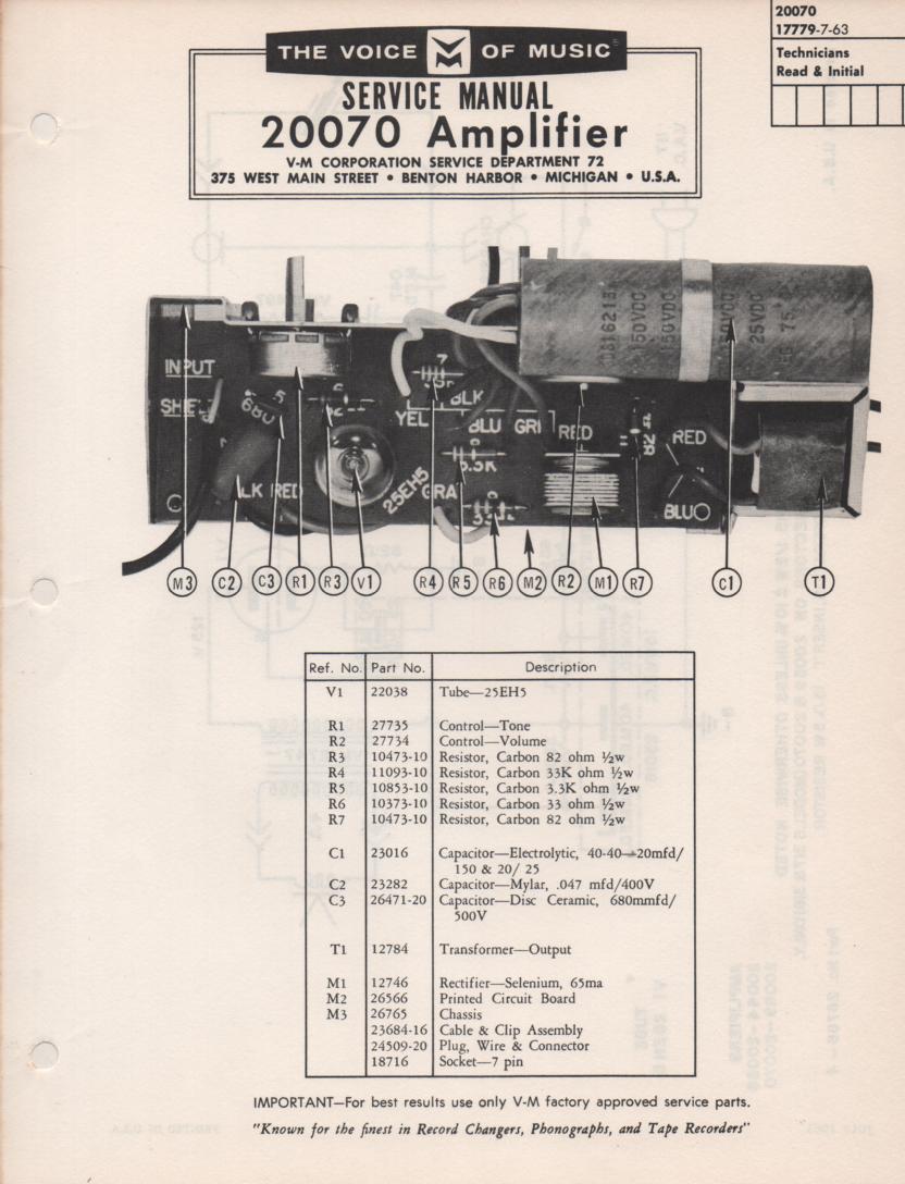 20070 Amplifier Service Manual