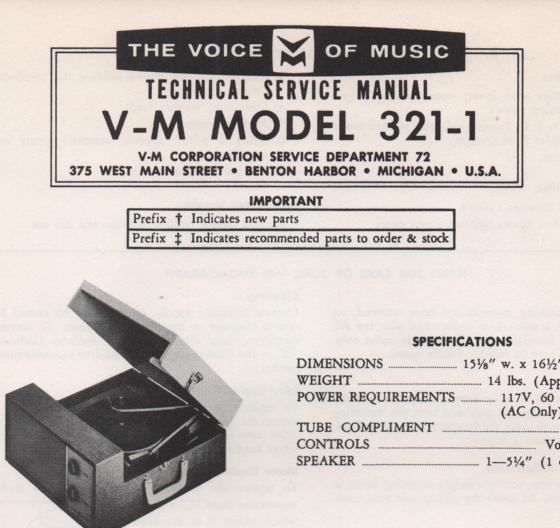 321-1 Phonograph Service Manual .   Comes with 20070 manual