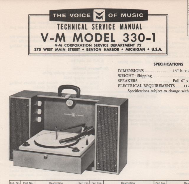 330-1 Phonograph Service Manual.   comes with B!@%& and 20076 manuals