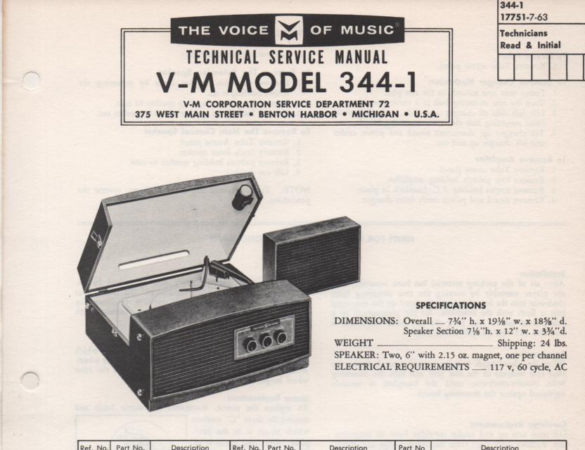 344-1 Portable Phonograph Service Manual Comes with 1257 record changer manual.
no amplifier manual