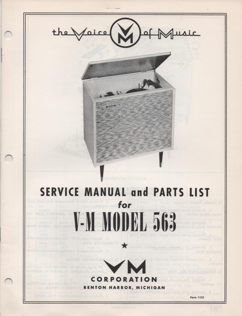 563 Console Phonograph Service Manual
