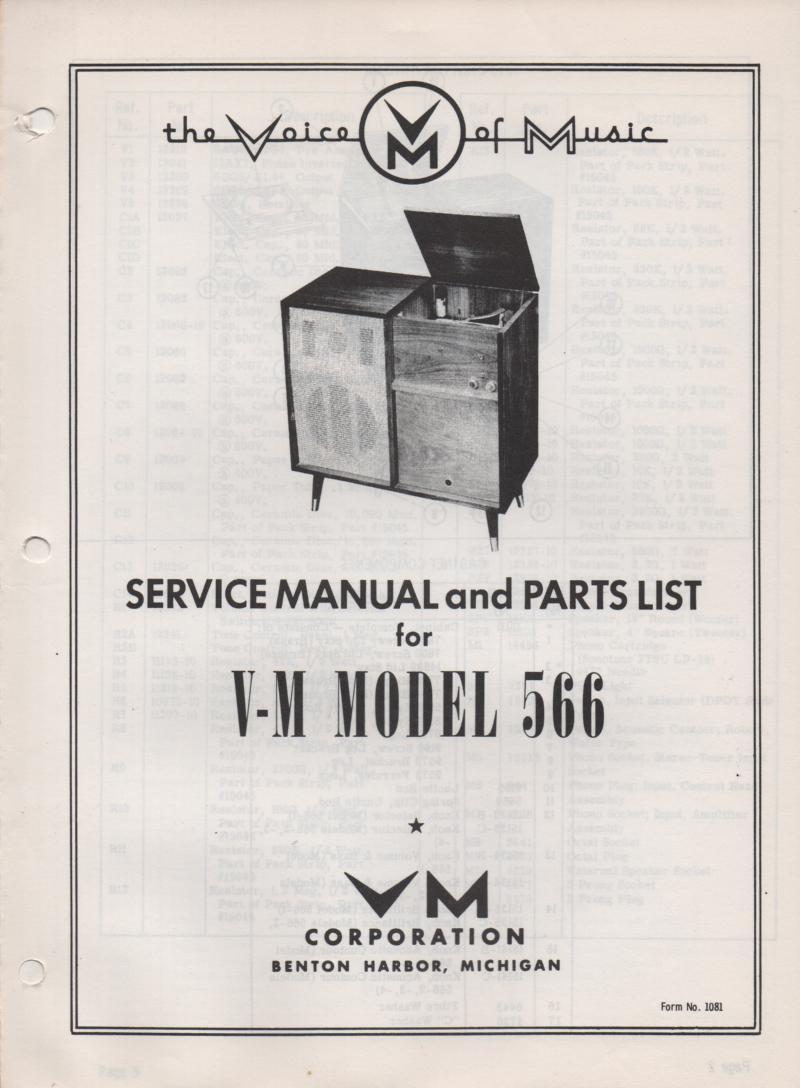 566 Console Phonograph Service Manual