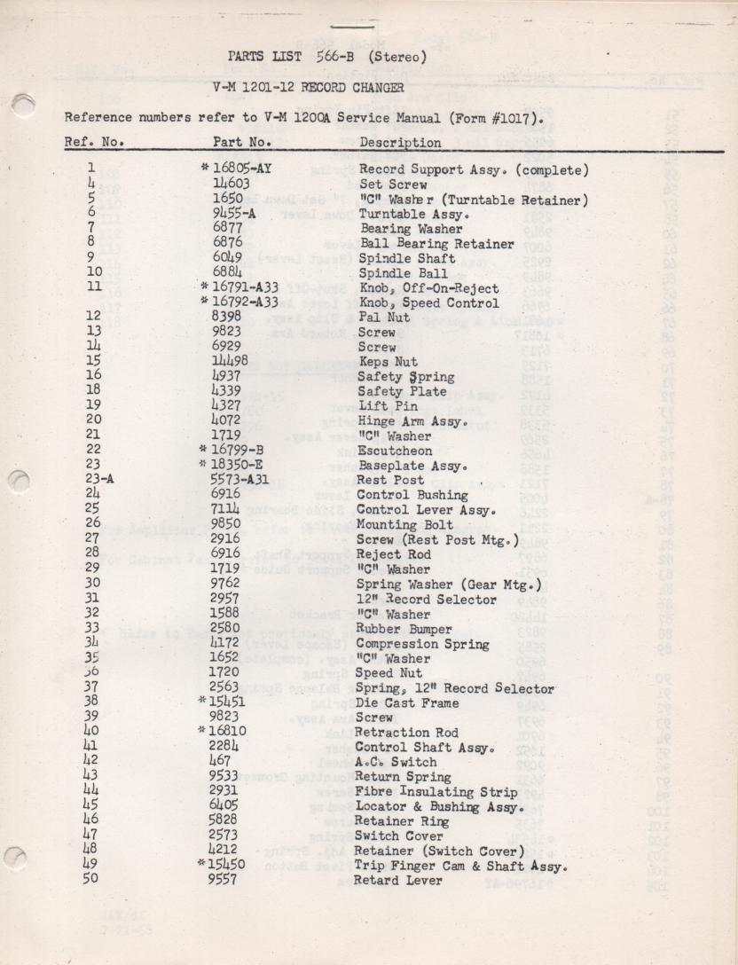 566-B Console Phonograph Service Manual