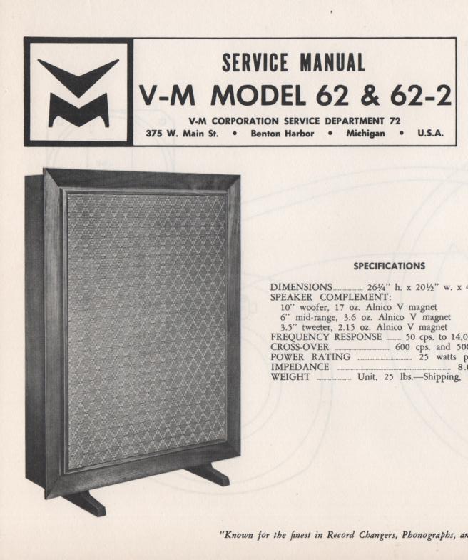 62 Speaker Service Manual  VOICE OF MUSIC