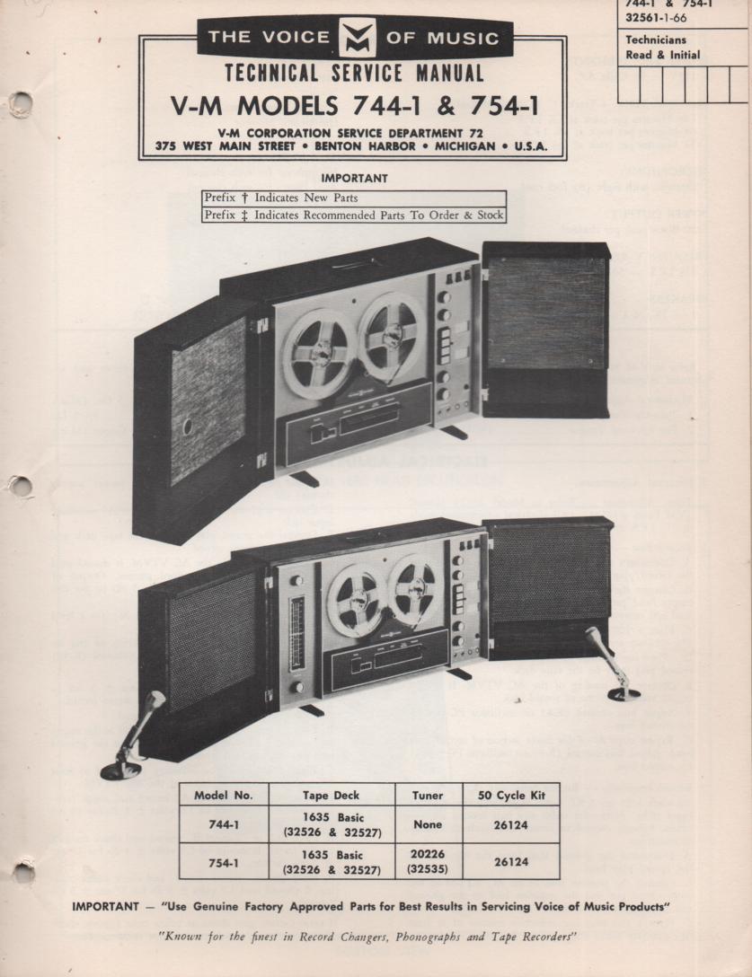 744-1 Reel to Reel Service Manual.   Comes with 1635 tape transport manual.