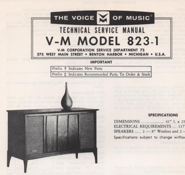 823-1 Console Service Manual. Comes with 1287 and 20086 manuals..