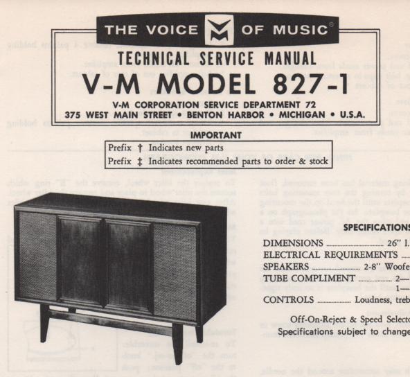 827-1 Console Service Manual. Comes with B1257 and 20081 manuals..