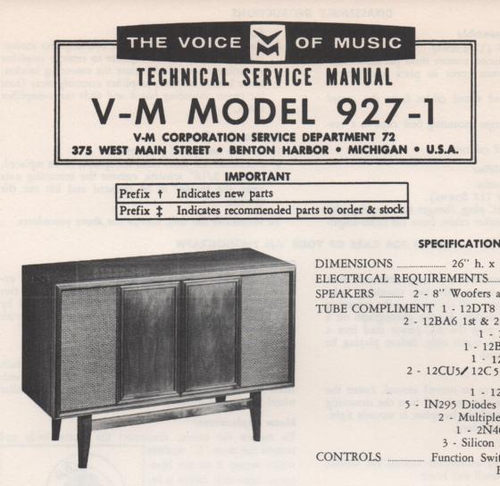 927-1 Console Service Manual. Comes with B1257 and 20219 manuals.