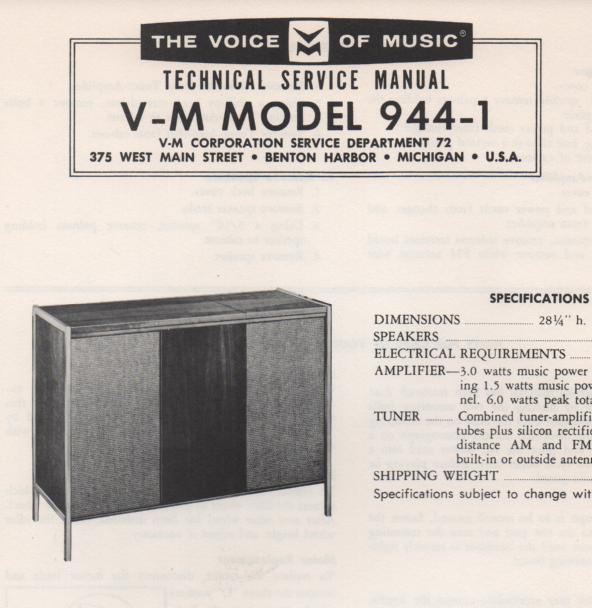 944-1 Console Service Manual. Comes with 1257 and 20215 manuals.