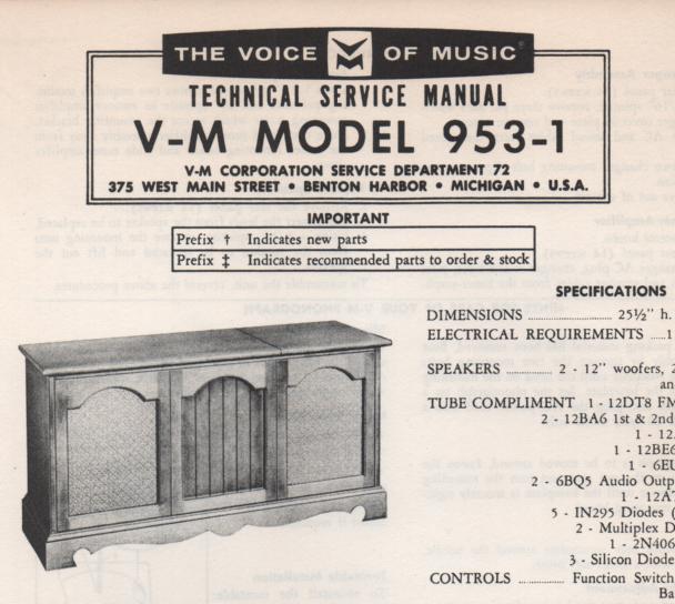 953-1 Console Service Manual. Comes with B1256 and 20217 manuals.