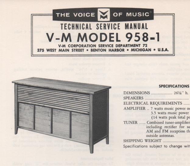 958-1 Console Service Manual. No changer or amplifier manual...