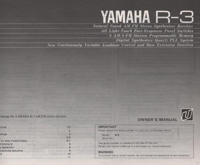 R-3 Receiver Owners Instruction Manual