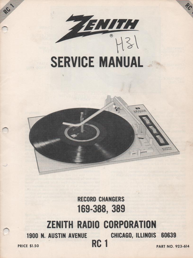 169-388 169-389 Turntable Service Manual RC-1