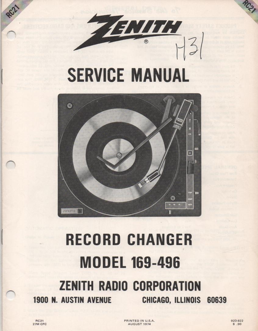 169-496 Turntable Service Manual. RC17