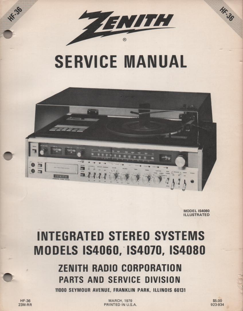 IS4060 IS4070 IS4080 Stereo System Service Manual HF36