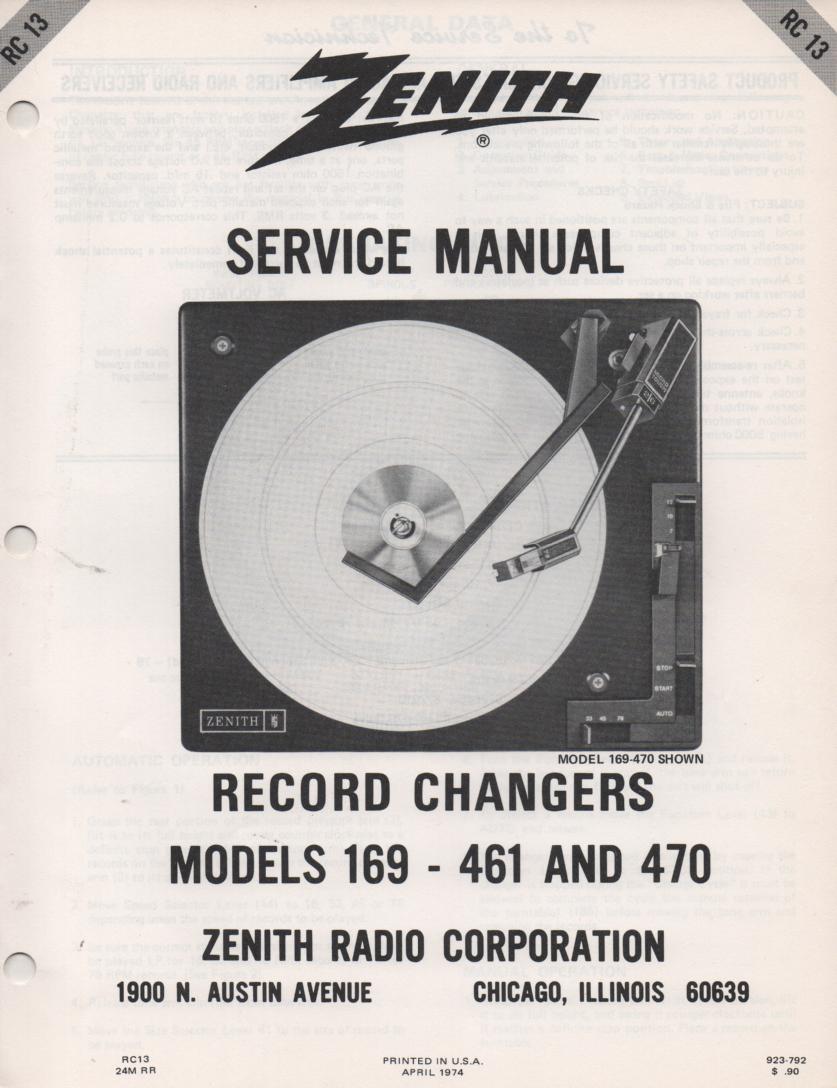 169-461 169-470 Turntable Service Manual. RC13