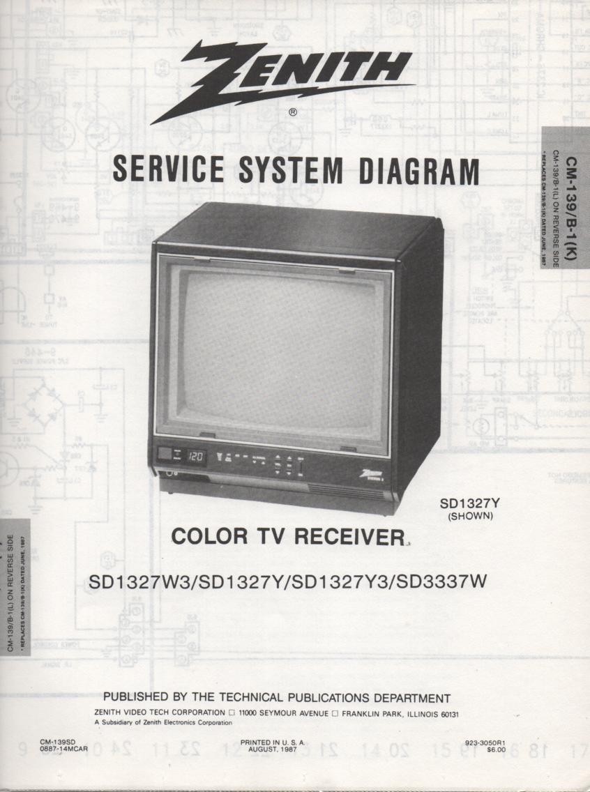 SD1327Y3  TV Schematic ..  D1327W Manual