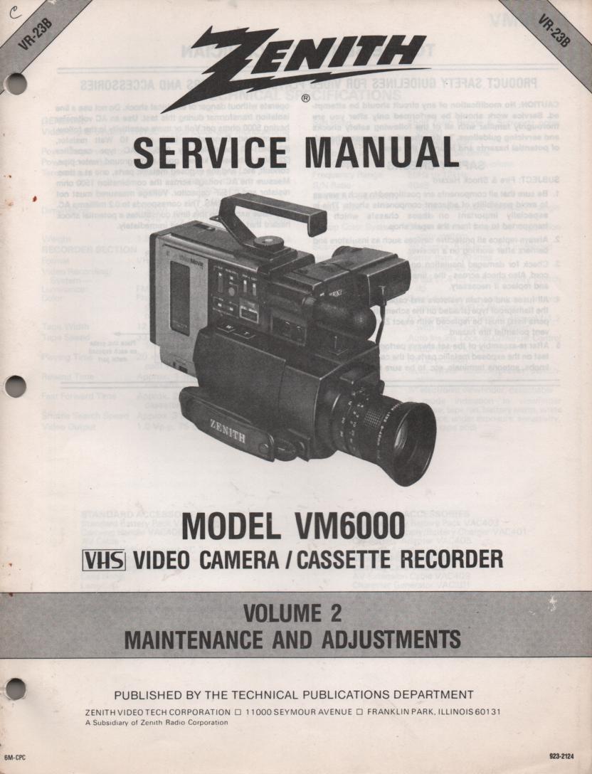 VM6000 Camcorder Maintenance and Adjustments Service Manual VR23B