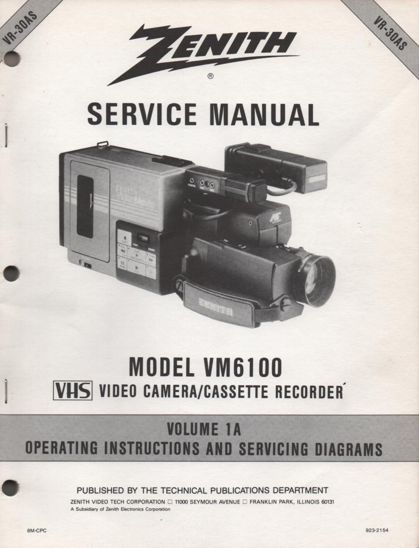 VM6100 Camcorder Operating Instuction Manual VR30AS-1