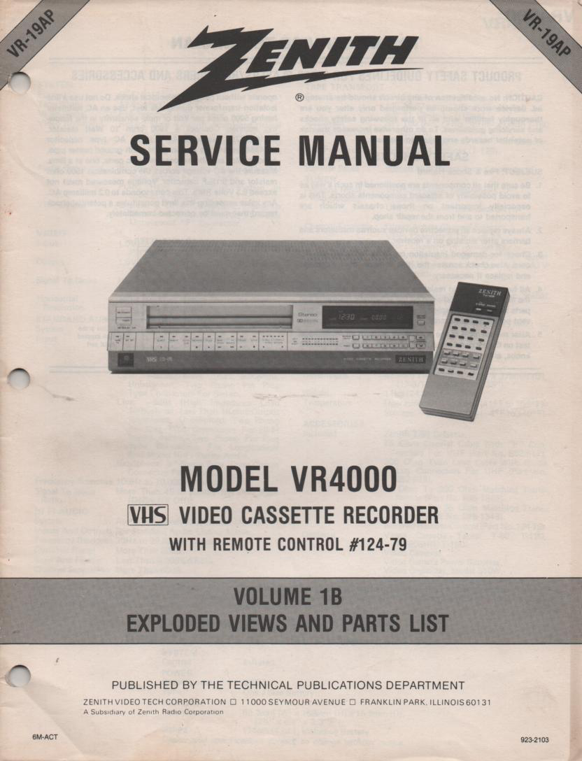 VR4000 VCR Exploded Views and Parts Service Manual VR19AP  