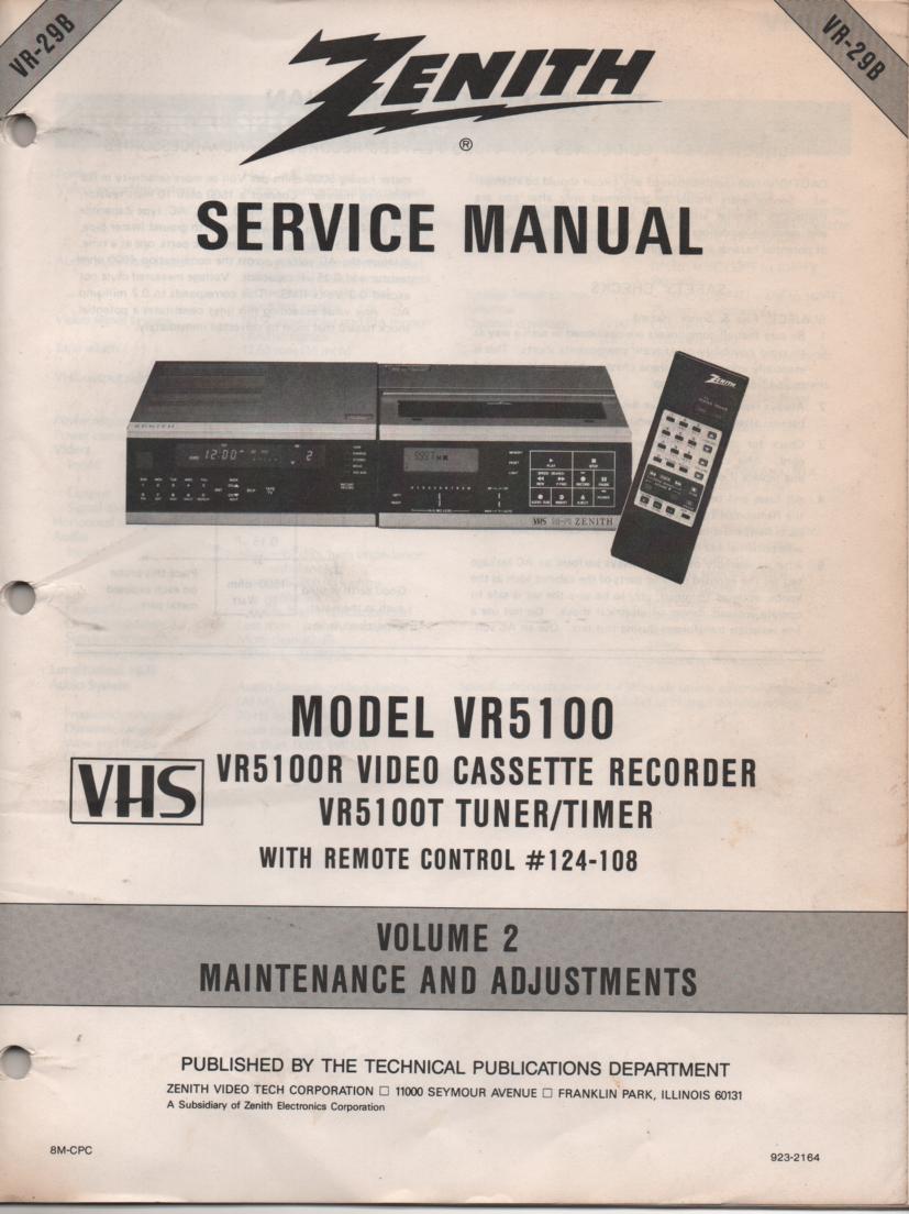 VR5100 VCR Alignment Service Manual VR29B  